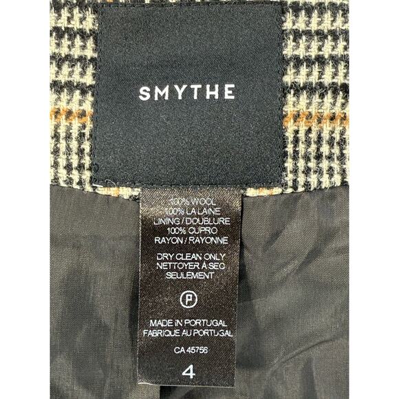 Smythe Patch Pocket Duchess Blazer Preppy Black Camel Plaid Wool Jacket Size 4 - Picture 5 of 13